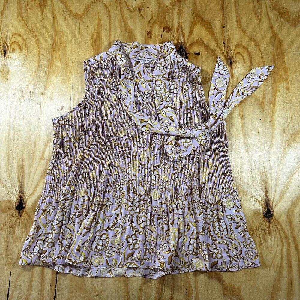 Nanette Lepore Pleated Floral Bow Tie Blouse (Size M)